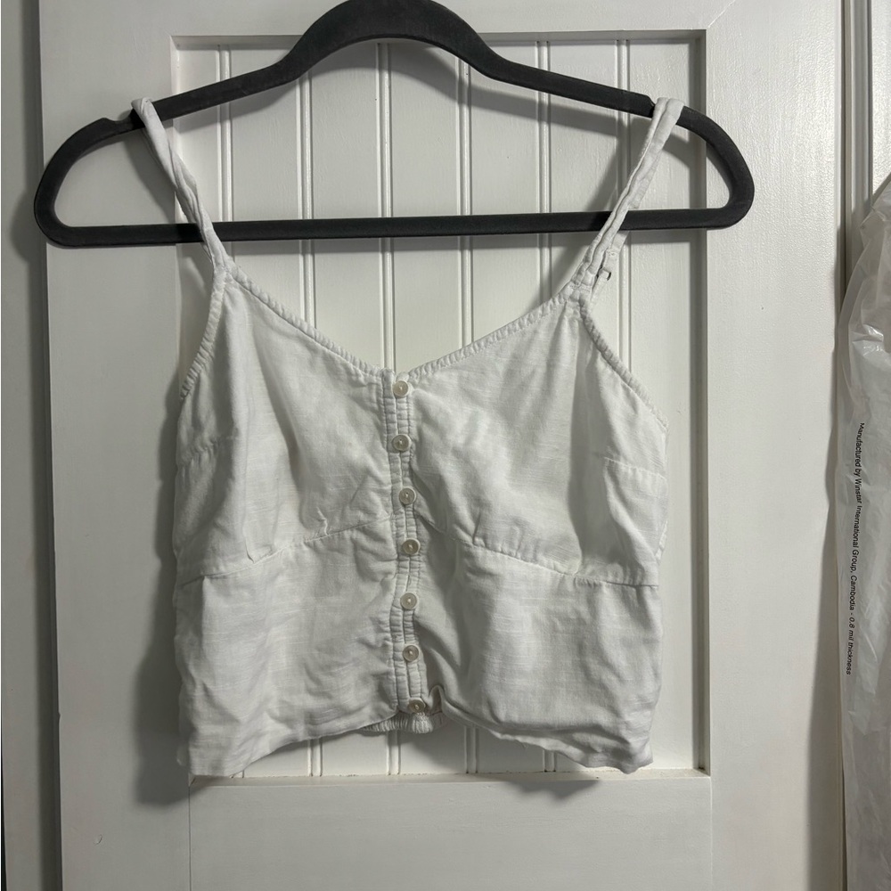 Small, white Abercrombie & Fitch cropped tank